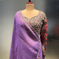 PURPLE COLOUR GEORGETTE TISSUE SAREE WITH READYMADE BLOUSE  EMBROIDERED WITH  BEADS & SEQUINS WORK