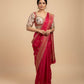 RANI COLOUR PLANT-BASED SILK SAREE WITH WOVEN ZARI BORDER, BOOTIES, PALLA & KASHMIRI KANI READYMADE BLOUSE
