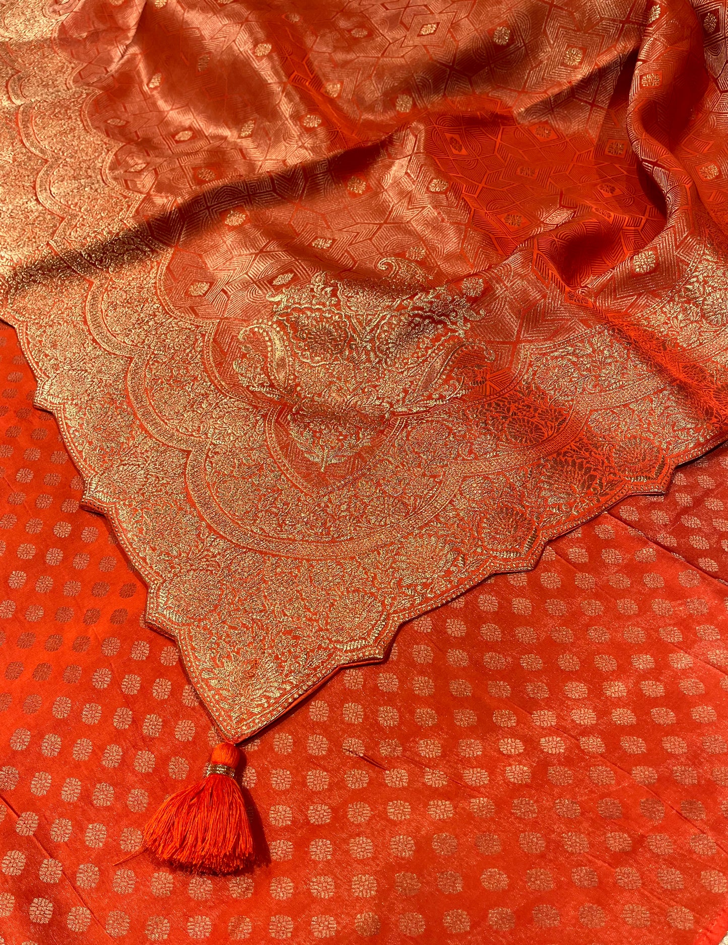 ORANGE COLOUR ORGANZA SILK SAREE EMBELLISHED EITH ZARI WEAVES