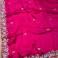 RANI COLOUR SATIN SILK EMBROIDERED SAREE EMBELLISHED WITH CUTDANA, SEQUINS & BEAD WORK