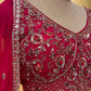 DARK PINK COLOR GEORGETTE EMBROIDERED LEHENGA WITH CROP TOP BLOUSE EMBELLISHED WITH MIRROR & ZARI WORK