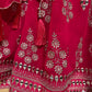 DARK PINK COLOR GEORGETTE EMBROIDERED LEHENGA WITH CROP TOP BLOUSE EMBELLISHED WITH MIRROR & ZARI WORK