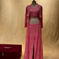 WEDDING SPECIAL GAJARI COLOR GEORGETTE CHIKENKARI INDOWESTERN EMBROIDERED DRESS PALAZZO PANT WITH CROP TOP BLOUSE & SHRUG