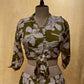 OLIVE GREEN COLOUR CREPE SILK PALAZZO HIGH WAIST PANT WITH CROP TOP EMBELLISHED WITH CUTDANA WORK