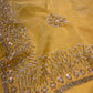 YELLOW COLOUR CHIFFON HAND EMBROIDERED SAREE EMBELLISHED WITH CUTDANA & PEARL WORK