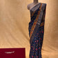 BLUE COLOUR KALAMKARI PRINT DOLA SILK SAREE