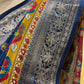 BLUE COLOUR KALAMKARI PRINT DOLA SILK SAREE