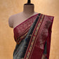 GREY COLOUR PRINTED DOLA SILK SAREE WITH ZARI BORDER