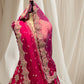 Magenta Colour  Silk lehenga with net dupatta embellished with beads , pips and zari Embroidered Bridal Lehenga