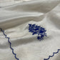 WHITE COLOUR CHANDERI SCALLOP BORDER EMBROIDERED SAREE EMBELLISHED WITH RESHAM EMBROIDERY BY SIDDHAIKA - Kothari Sons