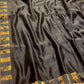BLACK COLOUR CHANDERI SILK ZARI STRIPES PARSI EMBROIDERED BORDER & UNSTITCHED BLOUSE BY SIDDHAIKA - Kothari Sons