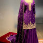 PURPLE COLOUR CHINON SHARARA SUIT EMBELLISHED WITH RESHAM & ZARI WORK