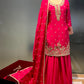 HOT PINK COLOUR CHINON SHARARA SUIT EMBELLISHED WITH RESHAM & ZARI WORK