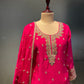 HOT PINK COLOUR CHINON SHARARA SUIT EMBELLISHED WITH RESHAM & ZARI WORK