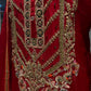 RED COLOUR CHINON EMBROIDERED SHARARA SUIT SET EMBELLISHED WITH KASAB & SEQUINS WORK