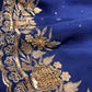 BLUE SHADED CHIFFON HAND EMBROIDERED SAREE WITH CHINON UNSTITCHED BLOUSE EMBELLISHED WITH AARI & SEQUINS WORK ( DELIVERY IN 30 DAYS ) - Kothari Sons