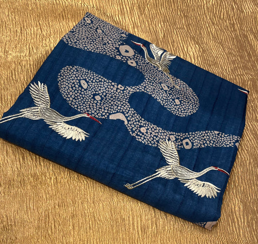 BLUE COLOUR ART TUSSAR SILK SAREE EMBELLISHED WITH RESHAM EMBEROIDERY