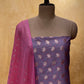 LAVENDER COLOUR PURE BANARASI SILK UNSTITCHED SUIT WITH CONTRAST DUPATTA EMBELLISHED WITH ZARI WEAVES