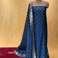 ( DELIVERY IN 25 DAYS ) BLUE COLOR BANARASI PURE SILK UNSTITCHED SUIT EMBELLISHED WITH ZARI WEAVES