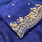 BLUE SHADED CHIFFON HAND EMBROIDERED SAREE WITH CHINON UNSTITCHED BLOUSE EMBELLISHED WITH AARI & SEQUINS WORK ( DELIVERY IN 30 DAYS ) - Kothari Sons