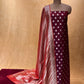 WINE COLOR BANARASI PURE SILK UNSTITCHED SUIT EMBELLISHED WITH ZARI WEAVES