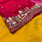 SHADED PURE CHIFFON HAND EMBROIDERED SAREE WITH CREPE SILK UNSTITCHED BLOUSE EMBELLISHED WITH AARI & SEQUINS WORK ( DELIVERY IN 30 DAYS ) - Kothari Sons