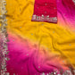 SHADED PURE CHIFFON HAND EMBROIDERED SAREE WITH CREPE SILK UNSTITCHED BLOUSE EMBELLISHED WITH AARI & SEQUINS WORK ( DELIVERY IN 30 DAYS ) - Kothari Sons
