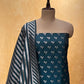 TEAL BLUE COLOUR BANARASI PURE SILK UNSTITCHED SUIT EMBELLISHED WITH ZARI WEAVES