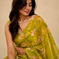 OLIVE COLOUR CHIFFON PRINTED SAREE WITH UNSTITCHED CHINON BLOUSE - Kothari Sons