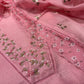 BLUSH PINK KOTA DORIYA UNSTITCHED SUIT WITH RESHAM EMBROIDERY