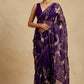 PURPLE COLOUR PURE ORGANZA HAND EMBROIDERED SAREE EMBELLISHED WITH AARI, SEQUINS & ZARDOZI WORK ( DELIVERY IN 60 DAYS ) - Kothari Sons