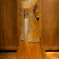 REGAL MUSTARD BANARASI TISSUE LOEHENGA SET WITH ZARDOSI EMBROIDERY