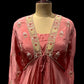 PEACH COLOUR INDOWESTERN DRESS FALRED PANT WITH CROP TOP & SHRUG EMBELLISHED WITH CUTDANA, ZARDOZI & SEQUINS WORK