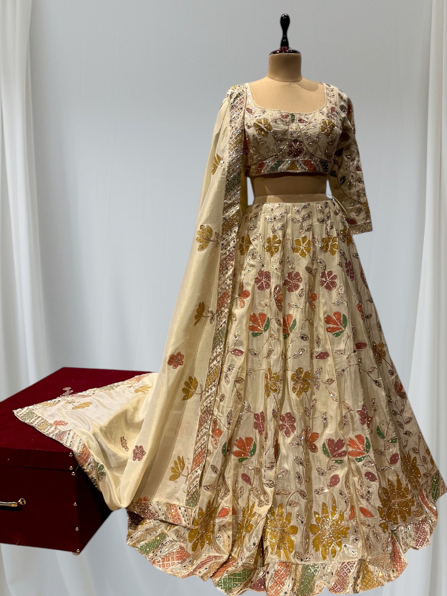 IVORY COLOUR TISSUE GOTA PATTI WORK LEHENGA