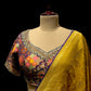 YELLOW COLOUR DOLA SILK READYMADE BLOUSE SAREE EMBELLISHED WITH SEQUINS & ZARDOZI WORK ( UNSTITCHED BLOUSE INCLUDE )