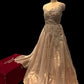 PEACH COLOUR TISSUE GOWN EMBELLISHED WITH KARDHANA & SEQUINS WORK