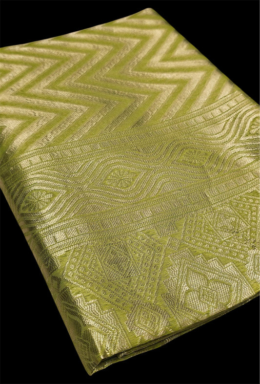 LIME GREEN MUNGA COTTON GIFT SAREE