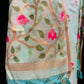 AQUA BLUE COTTON JAMDANI UNSTITCHED SUIT SET WITH DUPATTA (NO BOTTOMS)