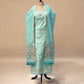 AQUA BLUE COTTON JAMDANI UNSTITCHED SUIT SET WITH DUPATTA (NO BOTTOMS)