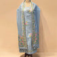 SLATE BLUE COTTON JAMDANI UNSTITCHED SUIT SET WITH DUPATTA (NO BOTTOMS)