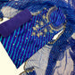 BLUE PURE SILK LEHERIYA UNSTITCHED SUIT WITH ORGANZA DUPATTA & PURE CREPE BOTTOM