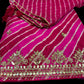 PINK LEHERIYA PURE SILK UNSTITCHED SUIT SET WITH ORGANZA DUPATTA AND CREPE BOTTOM – EMBELLISHED WITH GOTA PATTI WORK
