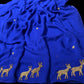 ROYAL BLUE PURE CREPE SAREE WITH HAND EMBROIDERED ZARDOZI MOTIFS