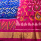 DHARMAVARAM IKAT PURE SILK SAREE IN ROYAL BLUE AND RANI PINK COMBINATION