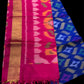 DHARMAVARAM IKAT PURE SILK SAREE IN ROYAL BLUE AND RANI PINK COMBINATION
