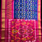 DHARMAVARAM IKAT PURE SILK SAREE IN ROYAL BLUE AND RANI PINK COMBINATION