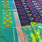 DHARMAVARAM IKAT PURE SILK SAREE IN NAVY BLUE AND SEA GREEN COMBINATION