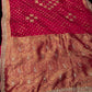 CHERRY RED PURE SATIN BANARASI SAREE WITH GOTA PATTI, DORI & PEARL WORK