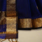 ROYAL BLUE HANDWOVEN MAHESHWARI SAREE WITH DRILL WEAVE BORDER