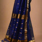 ROYAL BLUE HANDWOVEN MAHESHWARI SAREE WITH DRILL WEAVE BORDER